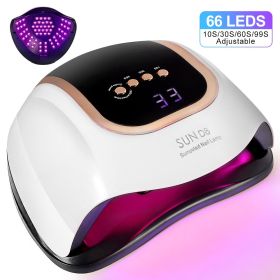 UV LED Nail Lamp, Nail Dryer For Gel Polish, 3 Timers Curing Lamp Professional Nail Light, 66Pcs Uv Beads And Automatic Sensor (Option: White)