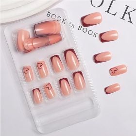 24 PCS Valentine's Day Press On Nails, French Tip Medium Square Wine Red Heart Fake Nails Natural Fit Gel Acrylic Nails, Glue On Nails False Nail (Option: 24pcs)