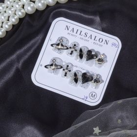 GGDDSHA Press On Nails Short, No Fade Out Fake NailsSeamless Fit Soft Gel Glue On Nails Charms For WomenHandmade Nail Art Manicure Gradient,Midni (Option: M)