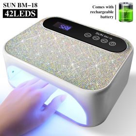 Cordless UV Nail Lamp, Rechargeable UV Gel Nail Light, Sparkling Rhinestones Diamond UV Light, Professional Fast Curing Nail Dryer With 3 Timers (Option: BM18)