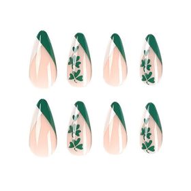 24 PCS Clover Nail Art, Length Long Water Pipe Fake Nails, Had Nail Tips False Nail (Option: 24pcs)