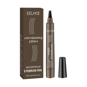 EELHOE Quad Wild Water Eyebrow Pencil Shape Eyebrow Waterproof Sweatproof Fill-in Eyebrow Natural Volume Multi-Color (Option: 1Pcs)