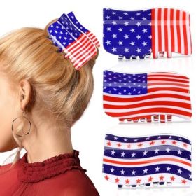 3Pcs American Flag Shaped Claw Clips USA Patriotic 4th Of July Design Hair Accessories Red White And Blue Hair Clips For Independence Day Veteran (Option: 3pcs)